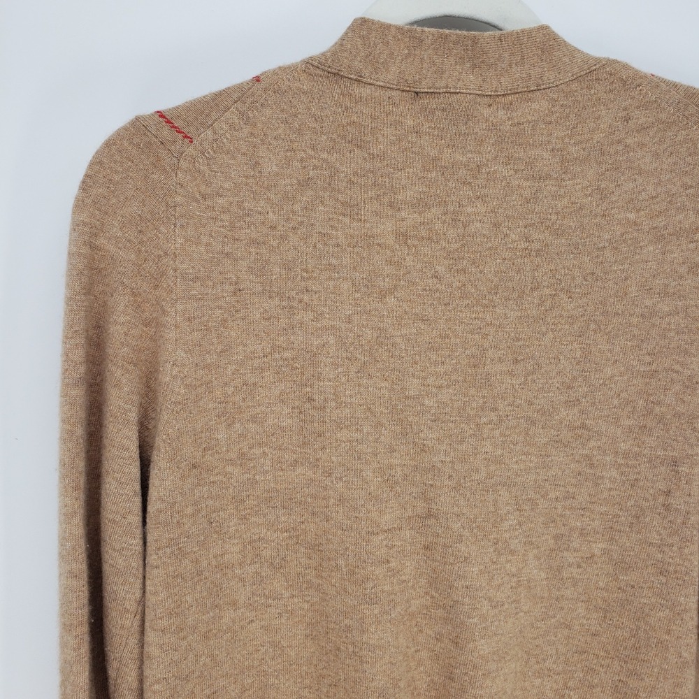J Crew Windowpane Plaid Cardigan Sweater Womens S Camel Tan Wool Cashmere V-Neck - Picture 6 of 8
